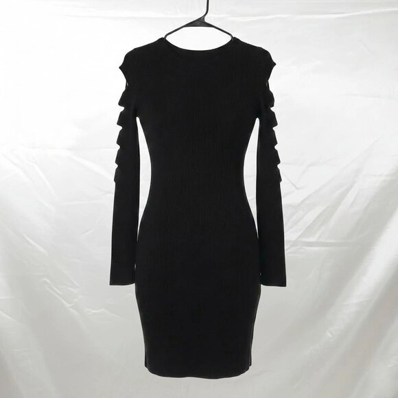 Jennifer Lopez Size Medium Black Cut Out Long Sleeves Sweater Dress New W/ Tags - Picture 3 of 6